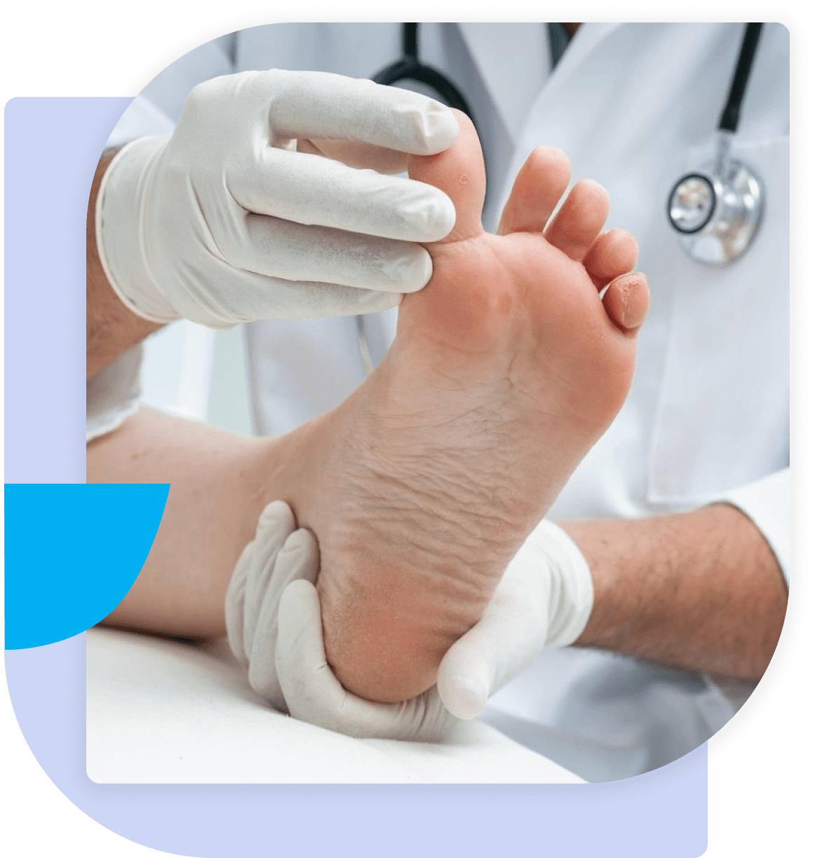 A doctor is examining the foot of someone.